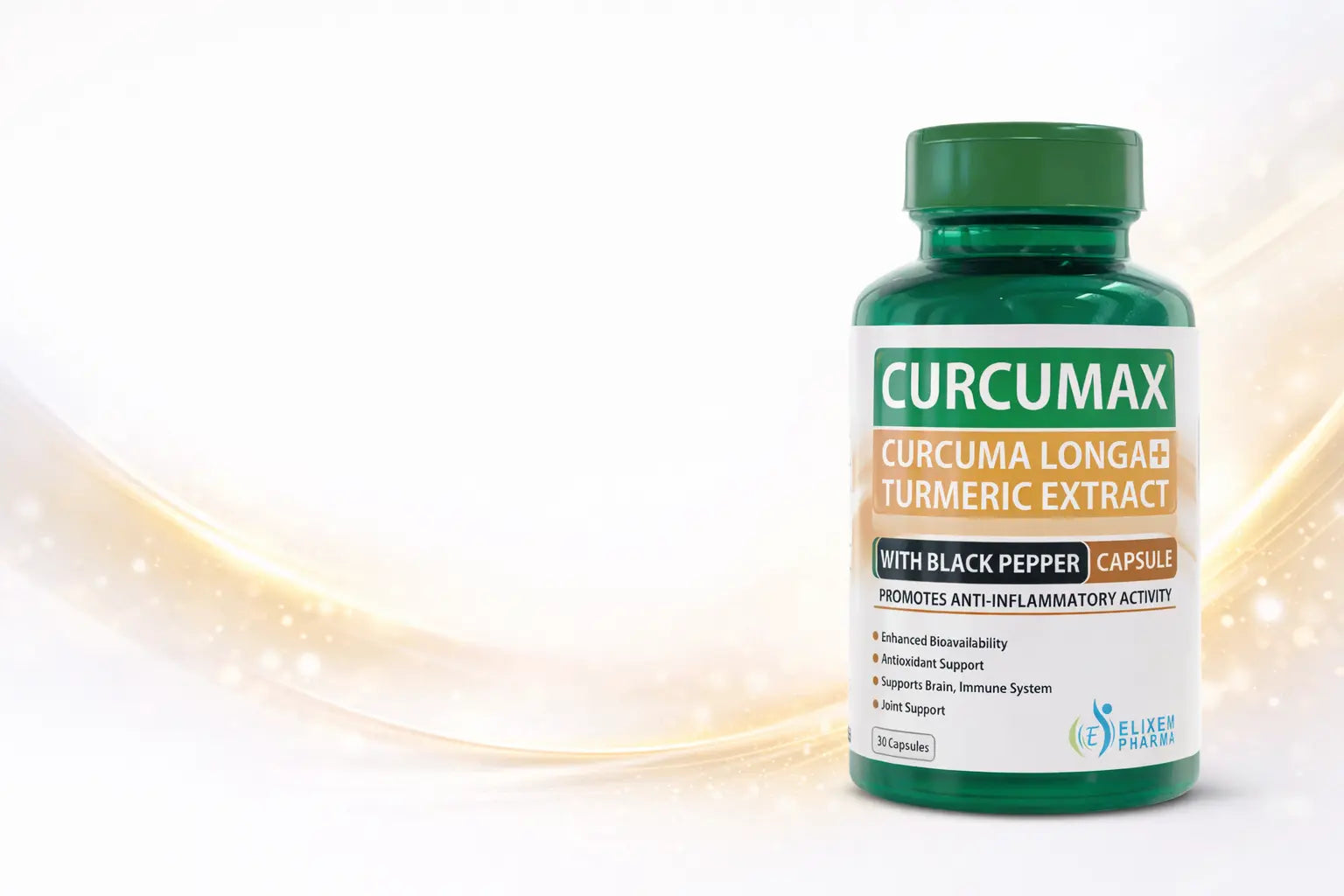 Curcumax Curcuma Longa Turmeric Extract bottle on a white background